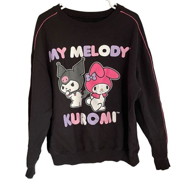 My Melody Kurami Sweatshirt Womens XXL Black Crewneck Screenprint Sanrio - Picture 1 of 4